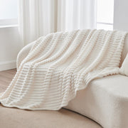 BEDELITE Ribbed Fleece Throw Blanket for Couch, Cream, 50"x60" | Ultra-Soft Plush Fleece, Cozy, Warm Yet Lightweight, Ribbed Texture, Home Decor, Machine Washable, Giftable, All-Season Use