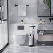 Kitsure Metal Toilet Paper Holder Free Standing, Medium, Black