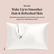 Kitsch Satin Pillowcase with Zipper - Standard Size, Ivory | Softer Than Silk Pillow Cases, Smooth Cooling Satin Pillow Case for Hair and Skin, Wrinkle-Free, Machine Washable