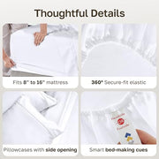California Design Den Soft 100% Cotton Sateen Queen Bed Sheets Set, White | 400 Thread Count Backed by Good Housekeeping Seal, 16" Deep Pocket, All-Around Elastic, Durable, Easy Care
