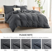 Queen Comforter Set - 7PCS Bed in a Bag, Seersucker Bedding Set, Dark Grey | OEKO-TEX Certified, All Season Comforter with Sheets, Down-Alternative Fill, Soft & Breathable, Pillowcases & Shams