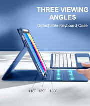 Harvopu for iPad A16 11th/10th Generation Case with Keyboard, Folio Cover | Multi-Touch Trackpad, 7 Colors Backlit, Detachable Keyboard for iPad A16 11 inch/10th Gen with Pencil Holder, Navy Blue