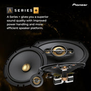 Pioneer A-Series Plus TS-A1681F 6.5" 4-Way Coaxial Car Speakers 350W Max | Ideal Factory Upgrade, Balanced Sound + Smooth Treble, Enhanced Bass, Installation Adaptors Included