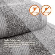 Amazon Basics 6-Piece Fade-Resistant 100% Cotton Towel Set for Bathroom, Soft and Absorbent, 2 Bath Towels, 2 Hand Towels, 2 Washcloths, Gray