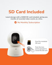 SensForge 2.5K Indoor Pan-Tilt Security Camera, 360° Dual-Band 2.4/5GHz Wi-Fi Camera for Home, Smart AI Human & Pet Detection, 64GB SD Card Included, Two-Way Talk, No Subscription Required (1, White)