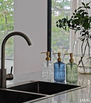 JASAI 18Oz Green Glass Soap Dispenser with Gold Rust Proof Pump