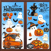 Halloween Window Clings Stickers Decor Fall Halloween Decorations Indoor | 8 Sheets Large Ghost Pumpkin Window Clings for Glass Windows & Doors, Holiday Window Decals for Home Office Classroom Parties