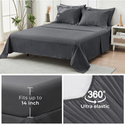 Queen Comforter Set - 7PCS Bed in a Bag, Seersucker Bedding Set, Dark Grey | OEKO-TEX Certified, All Season Comforter with Sheets, Down-Alternative Fill, Soft & Breathable, Pillowcases & Shams