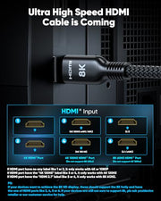 Highwings Long HDMI Cable 20 FT, 10K 8K Ultra HD High Speed 2.1 HDMI 48Gbps | Braided HDMI Cord-4K@120Hz 8K@60Hz, DTS:X, HDCP 2.2&2.3,eARC, HDR 10 Compatible with DVD Player/PS5/HDTV/Blu-ray