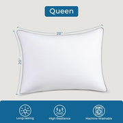 Sasttie Firm Pillows Queen Size Set of 2, Bed Pillows for Side, Back, and Stomach Sleepers - Oeko-Tex Certified Down Alternative Plump Filling - Hotel Quality and Machine Washable, 2 Pack