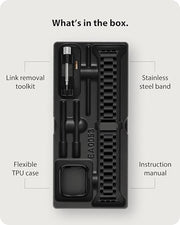 Fullmosa Metal Band with Case for Apple Watch 45/44/42/46/49/41/40/38mm | Fits iWatch Series 11 10 9 8 7 6 5 4 SE 3 2 1, Ultra4/3/2/1,Stainless Steel Strap for Men Women Professional Office Black