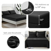 JOLLYVOGUE Queen Comforter Set, Ultra-Soft Bed in a Bag Queen Size 7 Pieces, Oeko-TEX Certified Bedding Set with Down Alternative Comforter, Sheets, Pillowcases & Shams, Black