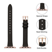 STIROLL Slim Leather Band Compatible with Apple Watch Bands for Women | Genuine Leather Thin Strap, 40/41/38/42mm(Series 12 11 10), Fits iWatch SE 9 8 7 6 5 4 3 2 1, for Small Wrists, Daily Wear
