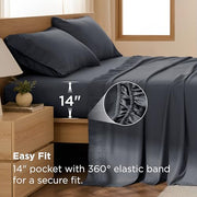 Bedsure Queen Sheet Set - 4 Pieces Soft, Breathable, Cooling Bed Sheets | Hotel Luxury Bedding for Kids, Women & Men, Oeko-Tex, Easy Care, Deep Pocket, Fade Resistant, Shrink Resistant, Emboss Design