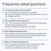Niagara Sleep Solution 100% Cotton Top Queen Size Mattress Pad, Pillow Top | Cloud-Like Soft Mattress Topper, Breathable Cover, 20" Deep Pocket, Back Pain Relief, Perfect for Hot Sleepers, White