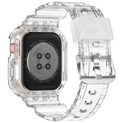XYF Compatible for Crystal Clear Apple Watch Bands 45/44mm CrystalClear | Jelly Sport Strap&Bumper Case Cover for Men Women,Compatible for iWatch Series 9 8 7 6 5 4 SE 3 2 1,45mm/44mm Crystal Clear