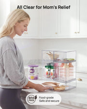 Vtopmart Clear Stackable Storage Drawers Set of 5, Plastic Organizer Bins | Multi-purpose Boxes for Baby Bottle Storage, Ideal for Kichen, Vanity, Bathroom, Undersink, Cabinet, Pantry Organization