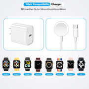 Fast Charger for Apple Watch Charger, USB C iPhone Watch Charger Plug Adapter & Long 6.6FT iWatch Portable Wireless Fast Charging Cable Cord Compatible with Apple Watch Series 10/9/8/7/SE/6/5/4/3/2/1