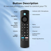 Replacement Remote for Fire Smart TV, with Voice Control | for Insignia/Toshiba/TCL/Hisense Fire Smart TV, Simple Setup, 1-Year Warranty - Not for Roku OS