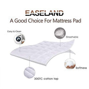 EASELAND Queen Size Mattress Pad Cotton Pillow Top Mattress Topper White | Cooling Mattress Cover Cotton Top,8-21" Deep Pocket Protector,60x80 Inches,Boxing Quilted & Machine Washable