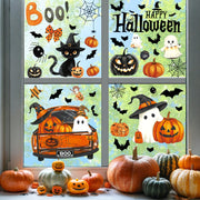 Halloween Window Clings Stickers Decor Fall Halloween Decorations Indoor | 8 Sheets Large Ghost Pumpkin Window Clings for Glass Windows & Doors, Holiday Window Decals for Home Office Classroom Parties