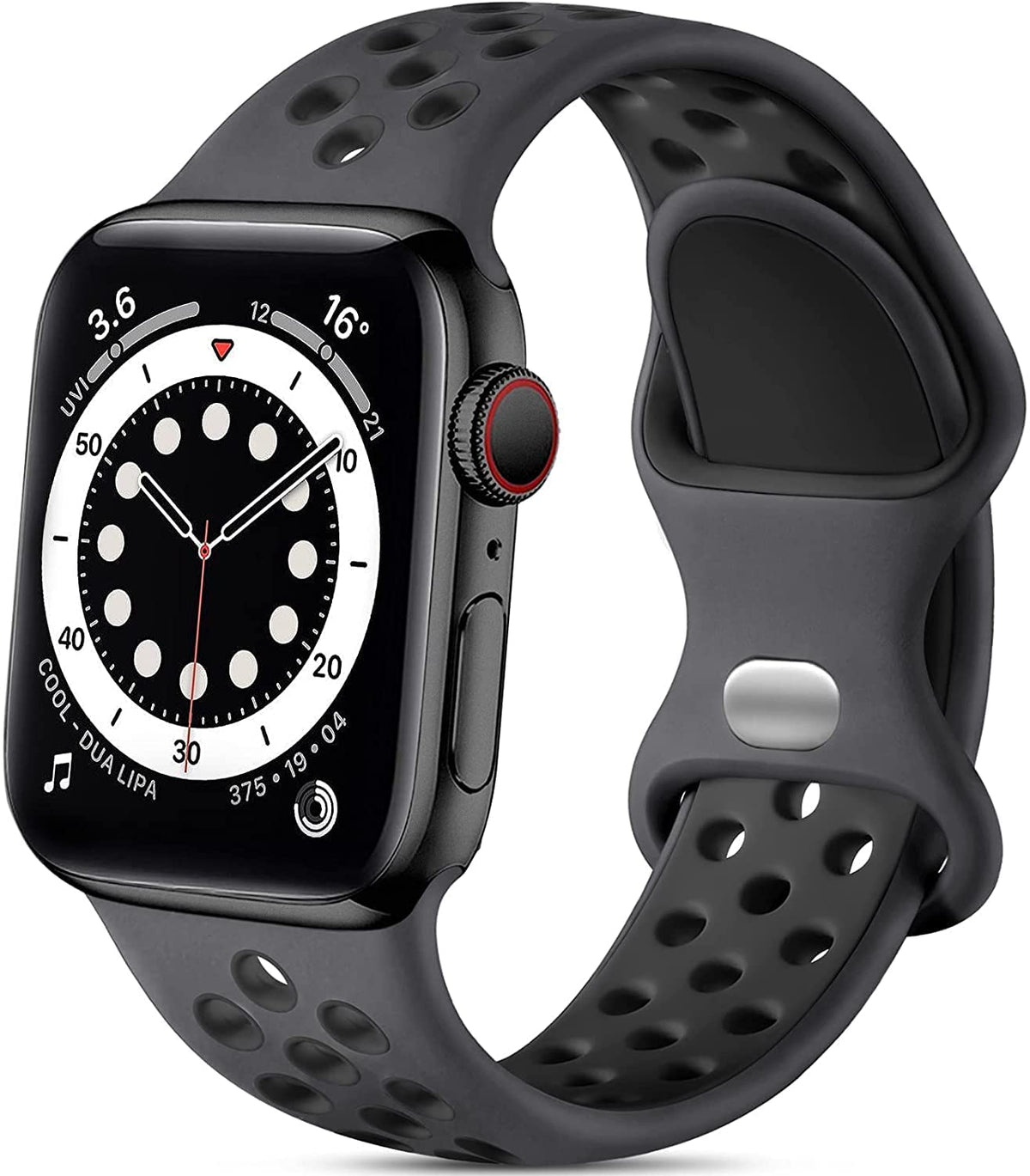 Lerobo Sport Band for Apple Watch Bands 44mm 45mm 46mm 42mm 49mm Men Women | Soft Silicone Breathable Waterproof Strap for iWatch Series 12 11 10 9 8 7 6 5 Ultra 4 SE 3 2 1, Gym Workout Wrist Band Black