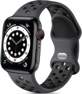Lerobo Sport Band for Apple Watch Bands 44mm 45mm 46mm 42mm 49mm Men Women | Soft Silicone Breathable Waterproof Strap for iWatch Series 12 11 10 9 8 7 6 5 Ultra 4 SE 3 2 1, Gym Workout Wrist Band Black
