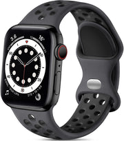 Lerobo Sport Band for Apple Watch Bands 44mm 45mm 46mm 42mm 49mm Men Women | Soft Silicone Breathable Waterproof Strap for iWatch Series 12 11 10 9 8 7 6 5 Ultra 4 SE 3 2 1, Gym Workout Wrist Band Black