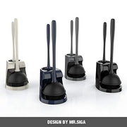 MR.SIGA Toilet Plunger and Bowl Brush Combo for Bathroom Cleaning, Black | Heavy duty toilet brush and plunger set, toilet bowl brush and plunger with holder