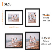 upsimples 8x10 Picture Frames, Gallery Wall Frames Set of 5, Black | Photo Frame Collage Wall Decor, 8 x 10 Frame, 5x7 Frame with Mat for Family, Baby, Hallway, Christmas