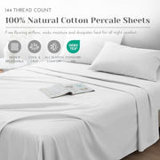 Comfort Spaces 100% Cotton Percale Sheets Twin Sheet Set 3 Pcs, White | Crisp, Cool & Breathable Bed Sheets, 12" Deep Pocket Fits Up to 14" Mattress, Lightweight, All Season Cozy, with Pillow Case