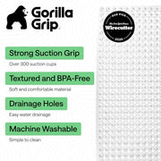 GORILLA GRIP Bath Tub Shower Mat, Bathtub Floor Liner, 35x16 Clear | Patented Large Mats, Machine Washable, Suction Cups and Drain Holes to Keep Tubs Clean, Soft on Feet, Bathroom Essentials