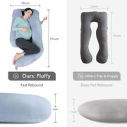 MOON PARK Pregnancy Pillows for Sleeping - 57 Inch U Shaped Full Body Maternity Pillow with Removable Cover - Support for Back, Legs, Belly, Hips - Pregnancy Pillow for Women - Grey