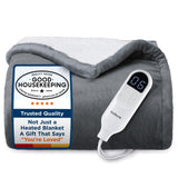 Bedsure Heated Blanket Throw Blanket with Preheat Function - Fast Heating Electric Blanket, Soft Flannel Throw with 6 Time Settings(Up to 10H), 6 Heating Settings, Gifts for Grandma (50"x60", Grey)