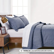 Love's cabin Quilts for Queen Bed Blue Bedspreads - Soft Bed Summer Lightweight Bedspread Comforter - Modern Style Coin Pattern Coverlet for All Season - 3 Pieces (1 Quilt, 2 Pillow Shams)