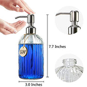 JASAI 18 Oz Clear Glass Soap Dispenser with Rust Proof Stainless Steel Pump | Refillable Liquid Hand soap Dispenser for Bathroom, Premium Kitchen Soap Dispenser (Clear).