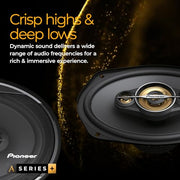 Pioneer A-Series Plus TS-A1681F 6.5" 4-Way Coaxial Car Speakers 350W Max | Ideal Factory Upgrade, Balanced Sound + Smooth Treble, Enhanced Bass, Installation Adaptors Included