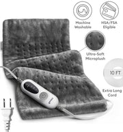 GENIANI Electric Heating Pad for Back Pain & Cramps Relief, Electric Throw, Self Care Gifts for Women, Heating Pad for Neck & Shoulder, Machine Washable Microplush, Auto Shut Off (12"x24", Tabby Gray)