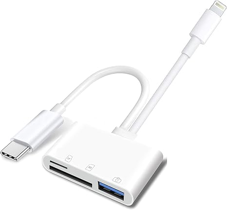Apple Dual-Interface (USB-C & Lightning) SD/TF Card Reader and USB Adapter