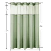 Colorful Star Sage Green No Hook Waffle Shower Curtain Set, 72 x 75 Inch | Waterproof Shower Curtain with Snap in Fabric Liner and Mesh Top Window, Hotel Style Heavy Duty Thick Bathroom Curtain