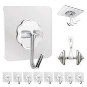 DDMY Adhesive Wall Hooks Clear 50lb(Max) Heavy Duty Hanging Sticky-10 Pack | Heavy Duty Hooks for Walls Hanging 50 lbs No Damage, Waterproof Sticky Transparent Ceiling Hook for Towel/Kitchen/Outdoor