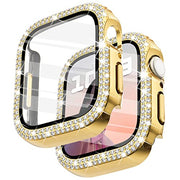 Surace Bling Case with Screen Protector for Apple Watch Series 6/5/4 40mm | Crystals Diamond Protective Face Cover Bumper with Tempered Glass Apple Watch Case, Sensitive Touch, Gold