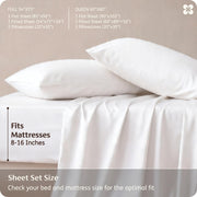 Bedsure PureWoven 100% Rayon Derived from Bamboo, Queen Sheets, 4 Pieces | Featured in Forbes Vetted, Cooling Sheets for Hot Sleepers, Breathable & Silky Soft, 16" Deep Pocket Bedding, White