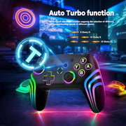 MYSTILUCK Wireless Pro Controller for Switch/Switch 2/Lite/OLED/PC | Gamepad with 7 Color-Changing RGB Lighting/Dual Vibration/6-Axis Gyroscope/Turbo, Ergonomically Designed Precise Joystick
