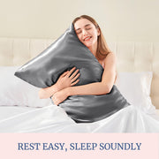 BEDELITE Satin Pillowcases, Queen Size 20x30 Inch, Dark Grey, Set of 2 | Similar to Silk Pillow Cases, Soft and Cooling, Reduces Friction, Gentle on Hair and Skin, Envelope Closure, Women Men Gift