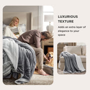 Bedsure GentleSoft Sherpa Fleece Throw Blanket for Couch, Non-Heated, Thick & Warm Cozy Comfort Christmas Blanket for Winter Fall, Soft Fuzzy Plush Throw Gifts for Women and Men, Grey, 50x60 Inches