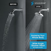 SparkPod Rain Shower Head, 6 Inch Round, Luxury Polished Chrome Finish | High Pressure Shower Heads, 90 Nozzles, Adjustable Showerhead, No Tools Needed, Universal Connection