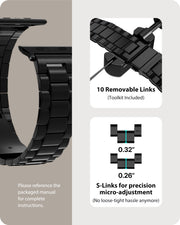 Fullmosa Metal Band with Case for Apple Watch 45/44/42/46/49/41/40/38mm | Fits iWatch Series 11 10 9 8 7 6 5 4 SE 3 2 1, Ultra4/3/2/1,Stainless Steel Strap for Men Women Professional Office Black