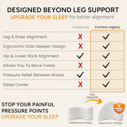 Contour Legacy Leg & Knee Foam Support Pillow for Side Sleepers Soothing Relief for Back, Hips, Knees, Joints, Nerves & Muscles