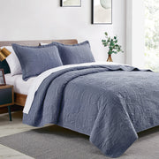 Love's cabin Quilts for Queen Bed Blue Bedspreads - Soft Bed Summer Lightweight Bedspread Comforter - Modern Style Coin Pattern Coverlet for All Season - 3 Pieces (1 Quilt, 2 Pillow Shams)